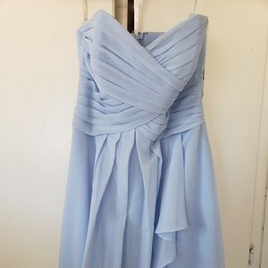 David's Bridal strapless ice Blue dress